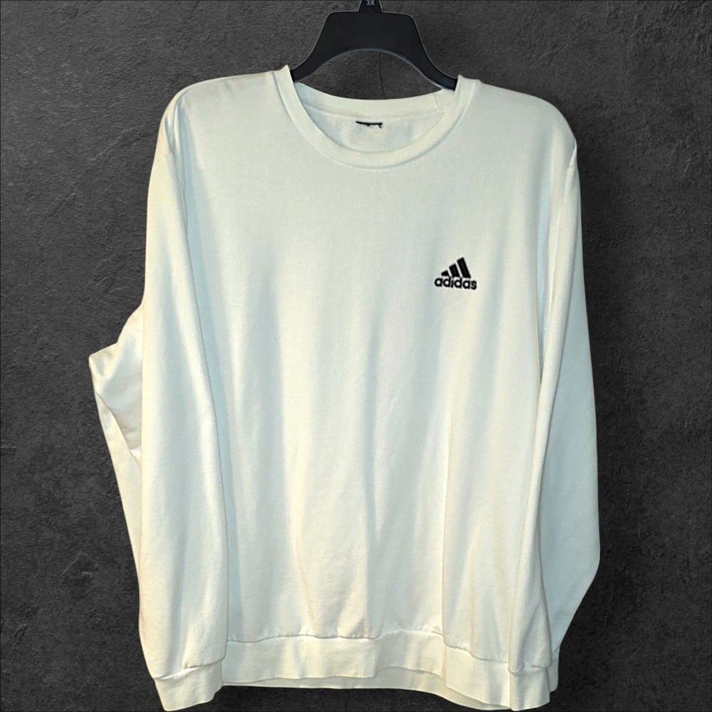 (NWOT)Adidas Men's White Small LogoCrewneck Sweater